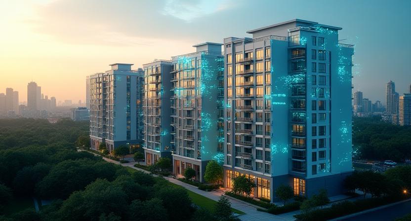 Modern apartment complex managed with software